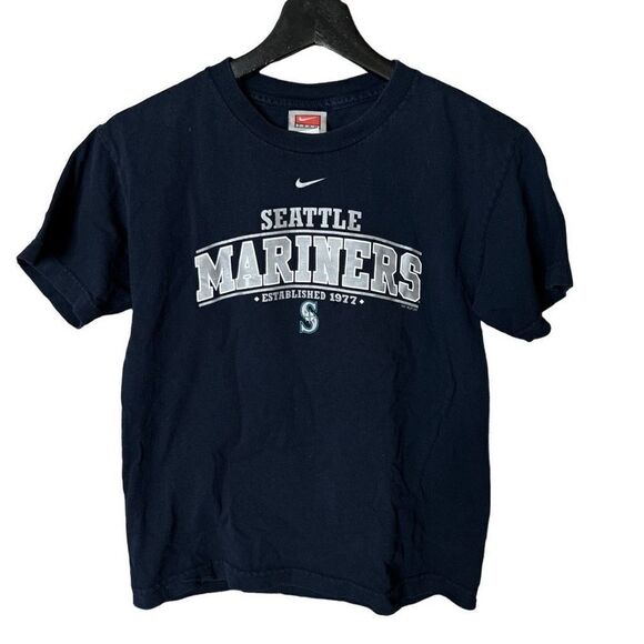 Y2K Nike Center Swoosh Seattle Mariners Kids T Shirt Medium - Picture 1 of 2